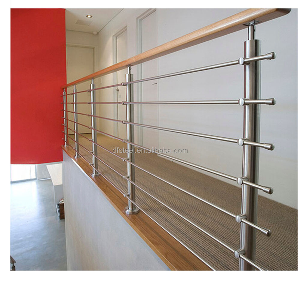 DF balcony  solid stainless steel stairs railings strong interior staircase balustrade rod post outdoor railing  price