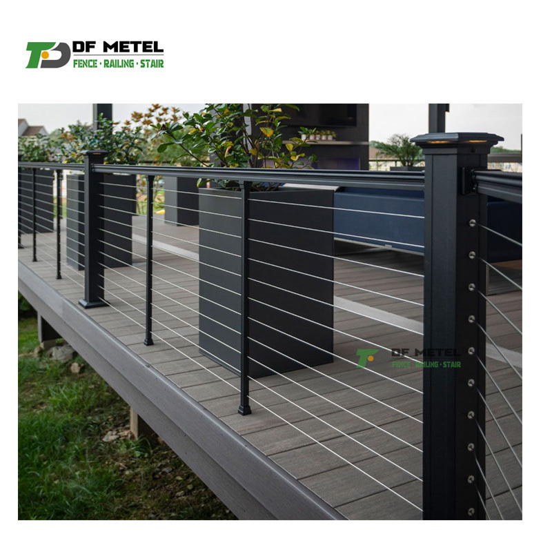 DF  Wire Railing Post Outdoor Deck Wire Railing Low Cost Tensioning Stainless Steel Cable Balustrade Post System For Sale