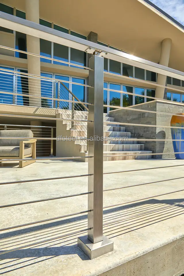 DF America is popular 316 side mount stainless wire rope black cable railing  design for balcony railings accessories