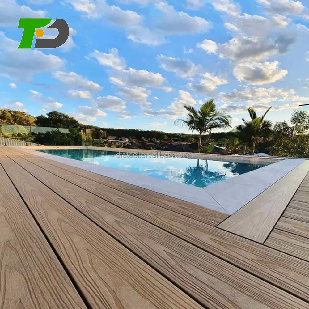 DF Brand new outdoor waterproof wooden flooring WPC decking artificial wood Aluminum decking floor wpc composite decking