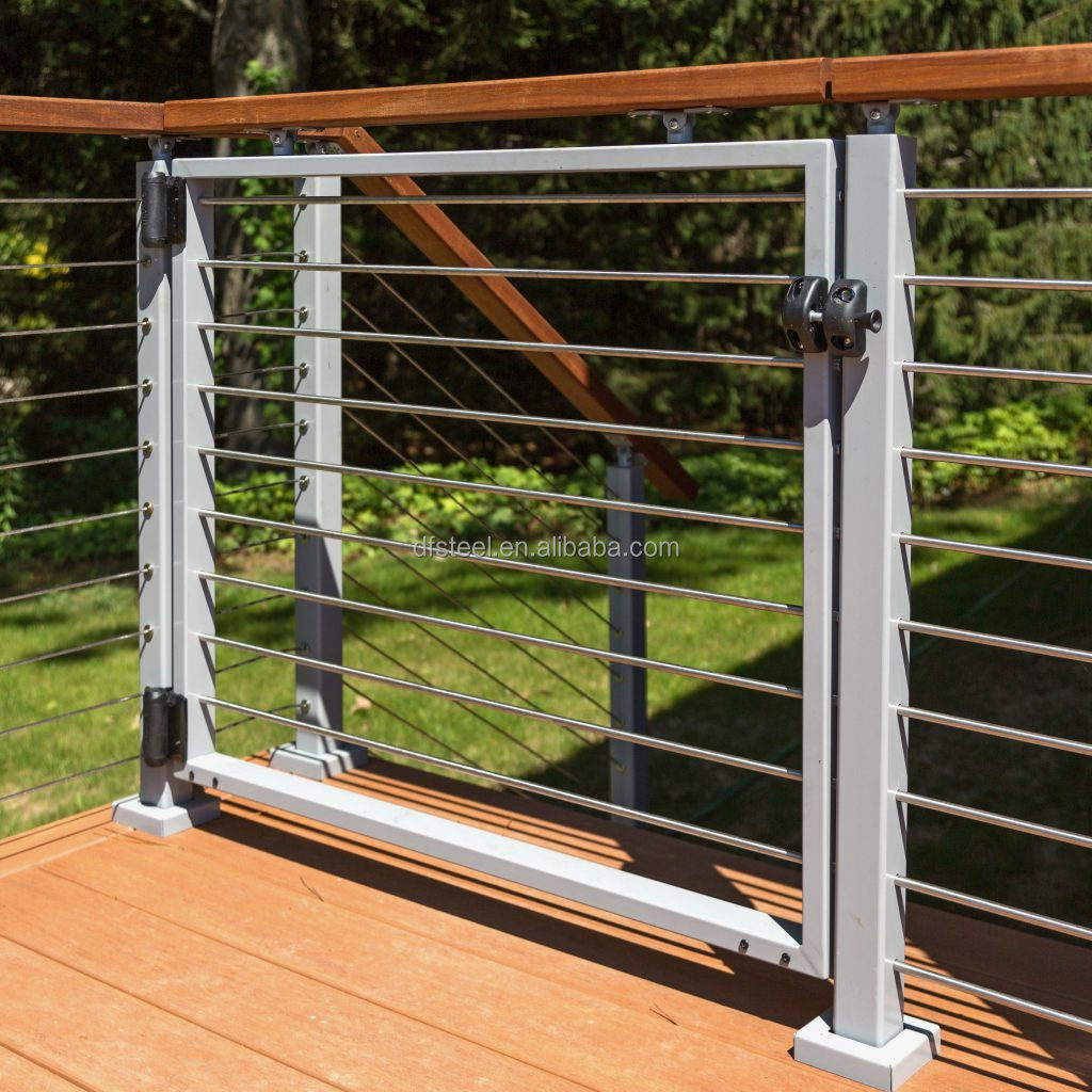 DF 316 304 best price balustrade square stainless steel post outdoor black baluster cable railing outdoor handrails system