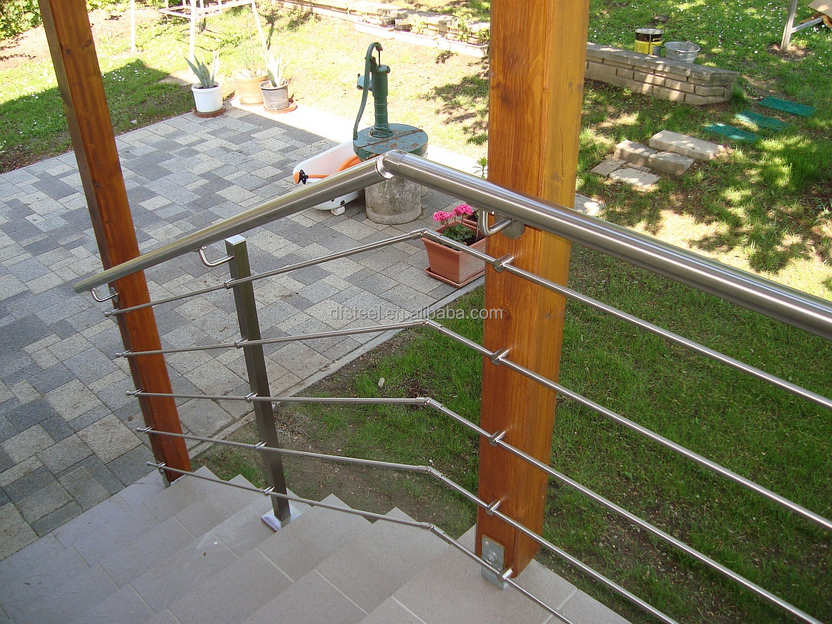 DF balcony  solid stainless steel stairs railings strong interior staircase balustrade rod post outdoor railing  price