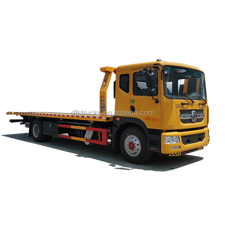 China D9 chassis 9.4m diesel 8 - 10 ton wrecker towing flat bed tow truck for sale