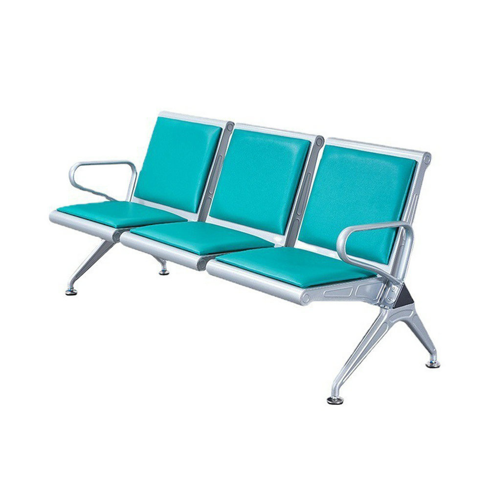 Factory wholesale Modern Chrome Steel Waiting Chair 3 Seater Hospital Station Reception Waiting Bench Seat Chair