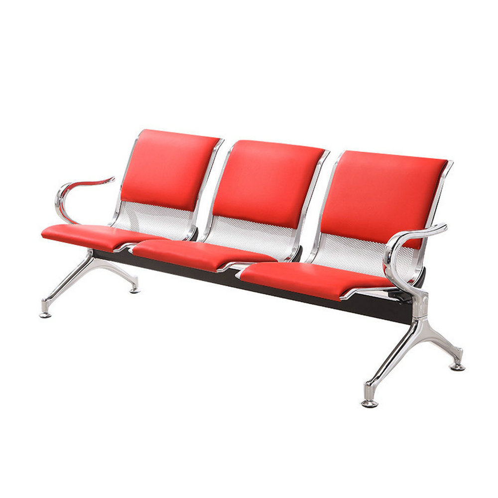 Factory wholesale Modern Chrome Steel Waiting Chair 3 Seater Hospital Station Reception Waiting Bench Seat Chair