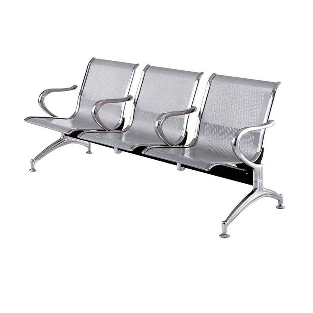 Factory wholesale Modern Chrome Steel Waiting Chair 3 Seater Hospital Station Reception Waiting Bench Seat Chair