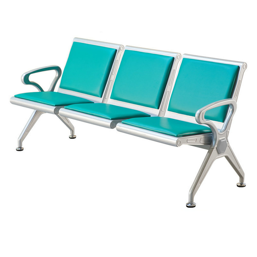 Factory wholesale Modern Chrome Steel Waiting Chair 3 Seater Hospital Station Reception Waiting Bench Seat Chair