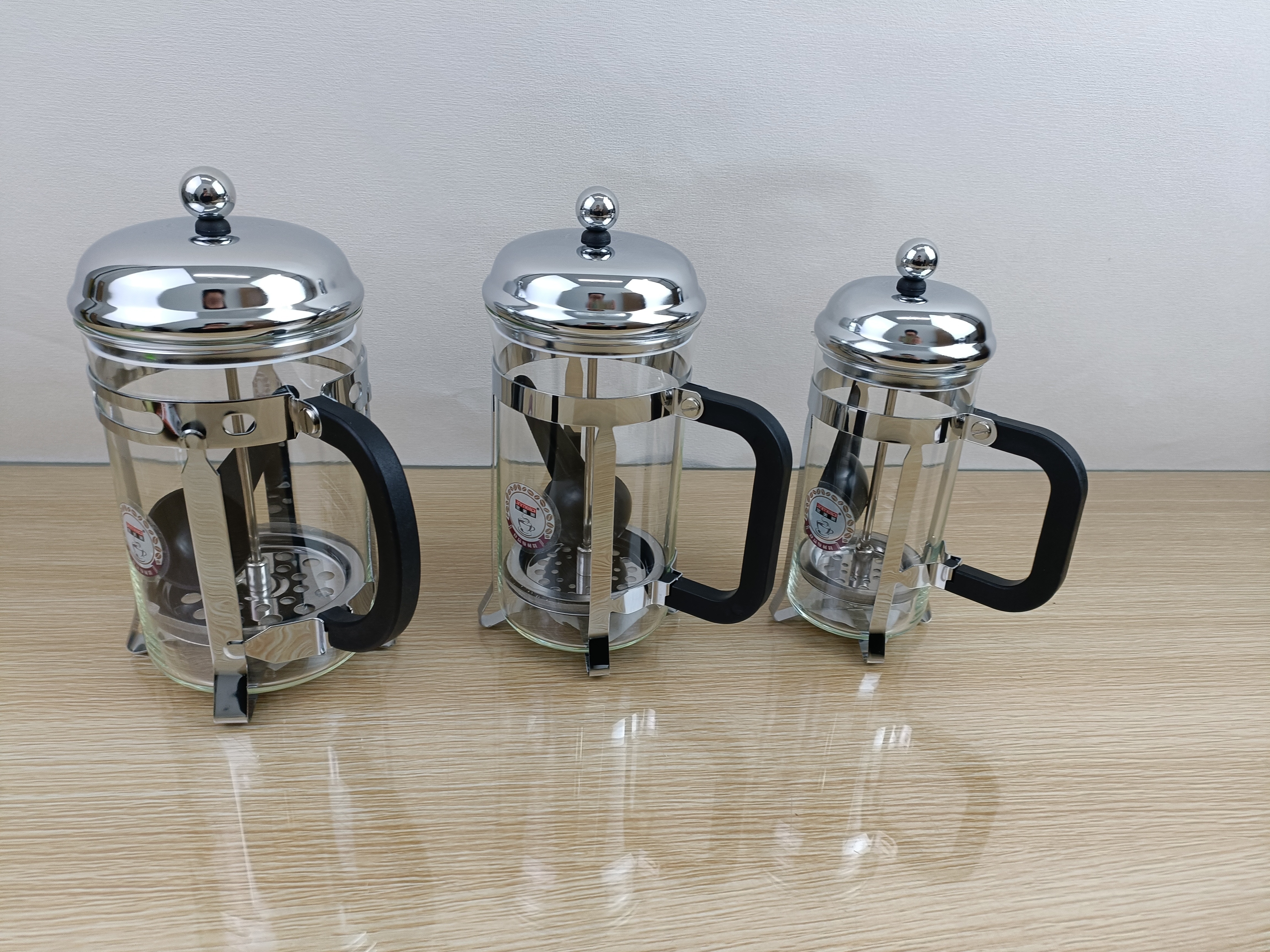 Df68026 French Press Silver Household Pour-over Coffee French Press Coffee Maker Borosilicate Glass Tea Infuser Coffee Pot