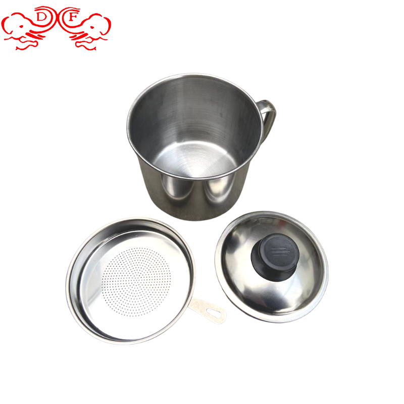 DF trading house amazon hot sale stainless steel  oil strainer oil dispenser oil can with filter and lid grease container