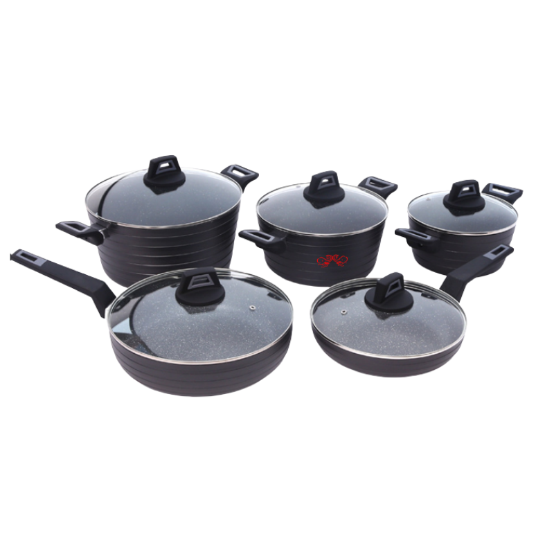 DF Trading House Cookware Sets Nonstick Pot Aluminum Set Customized Logo Non Stick Cookware Set Modern Handle Sustainable 1 CTN