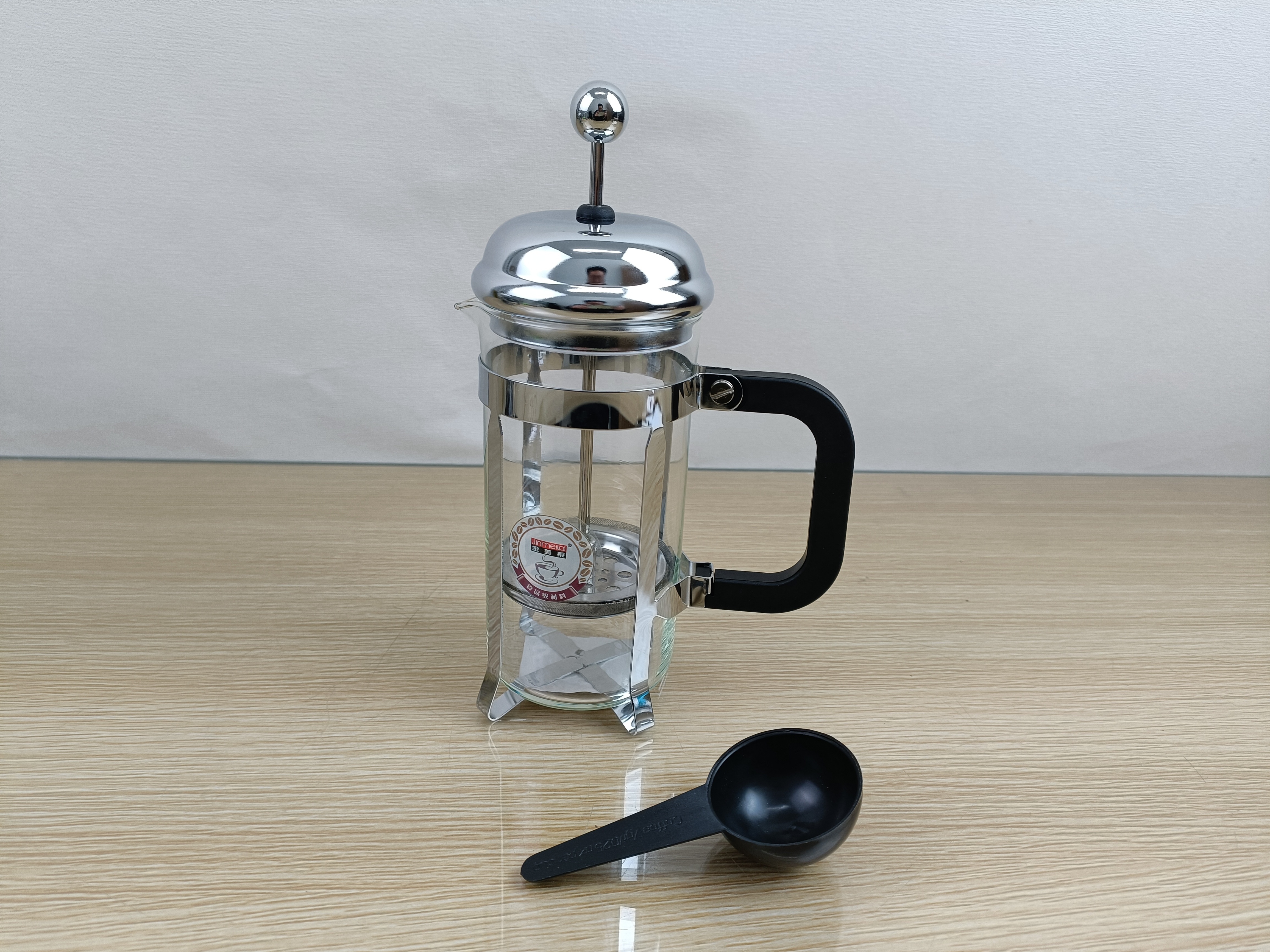 Df68026 French Press Silver Household Pour-over Coffee French Press Coffee Maker Borosilicate Glass Tea Infuser Coffee Pot