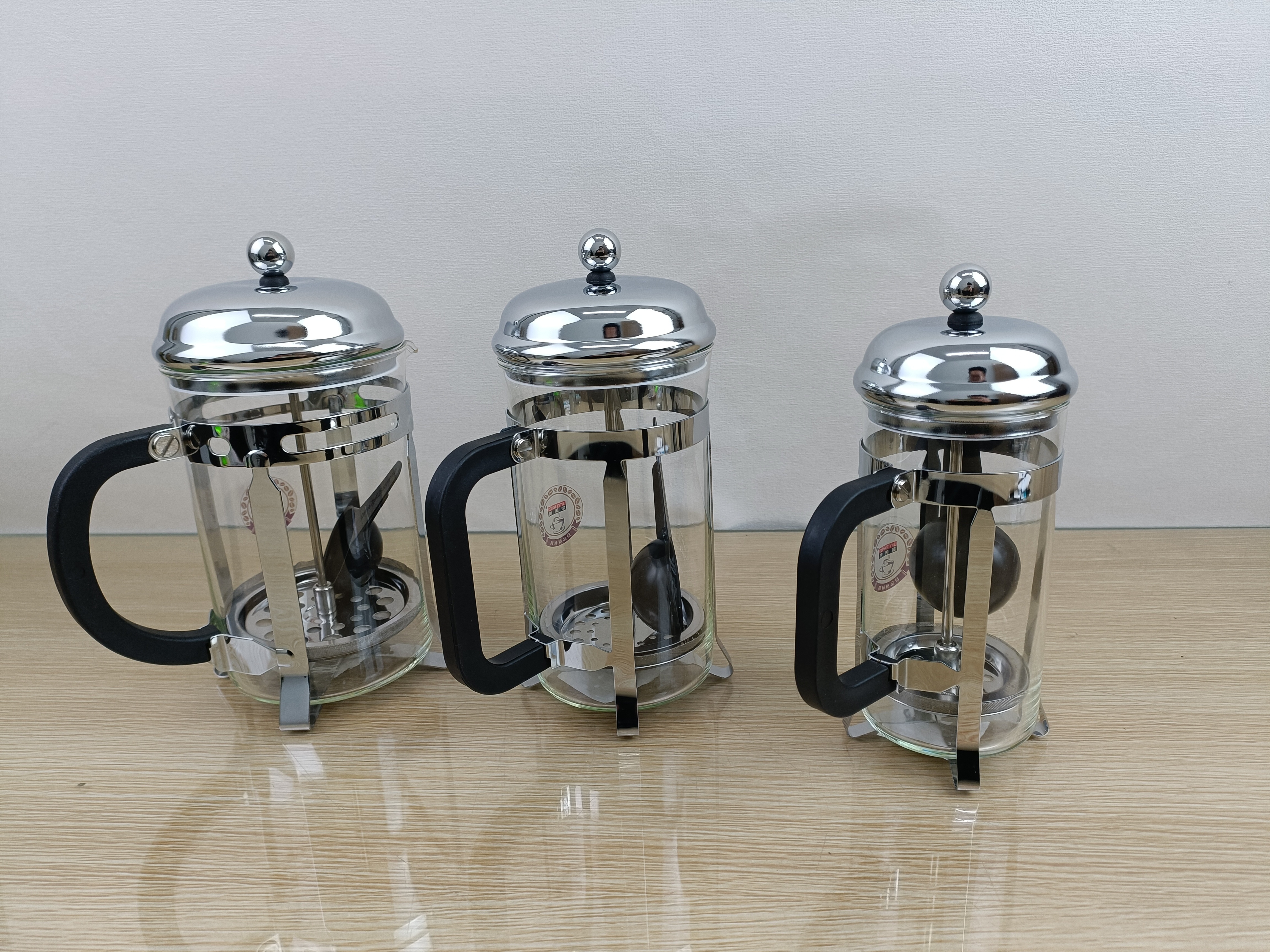 Df68026 French Press Silver Household Pour-over Coffee French Press Coffee Maker Borosilicate Glass Tea Infuser Coffee Pot