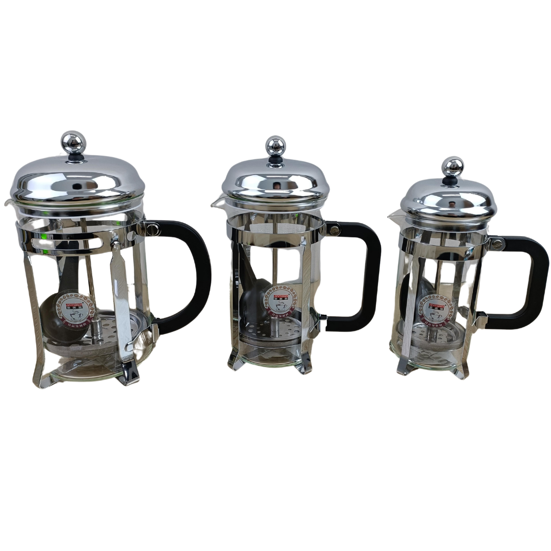 Df68026 French Press Silver Household Pour-over Coffee French Press Coffee Maker Borosilicate Glass Tea Infuser Coffee Pot