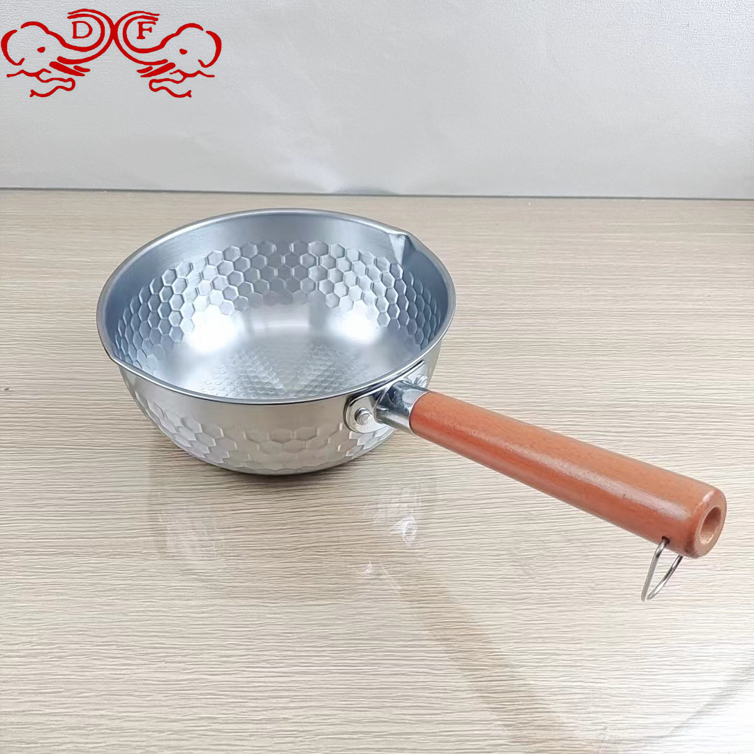 Yukihira Df99267 Single Handle Flat Bottom Aluminum Soup Stock Pot Non-Stick Commercial Small Pan Vermicelli Noodle Conjee Pot