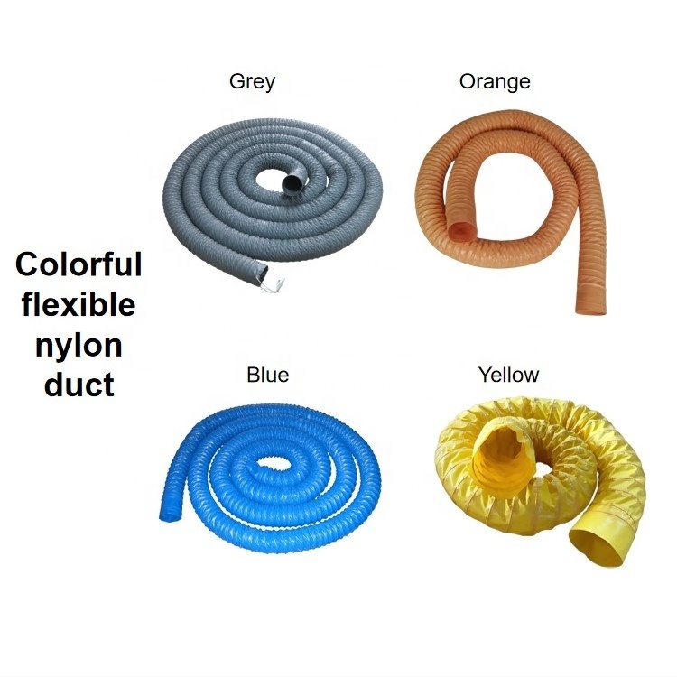 DFV-Ny200-10M Grey Lakeso Air Duct Flexible Nylon Fabric Hose Dryer Vent Hose For Ventilation Fans Super Fit Hvac Ducting