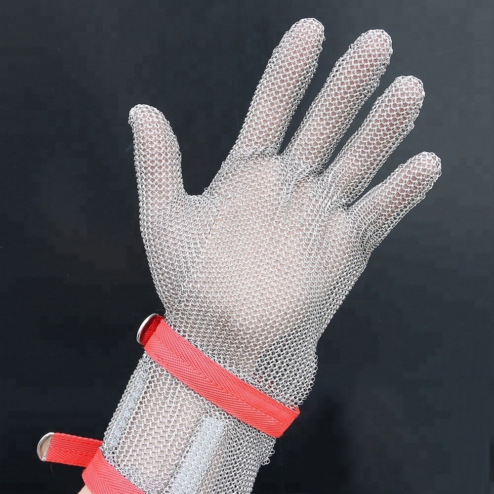 304l Stainless Steel Five Fingers Metal Mesh Glove For Butcher