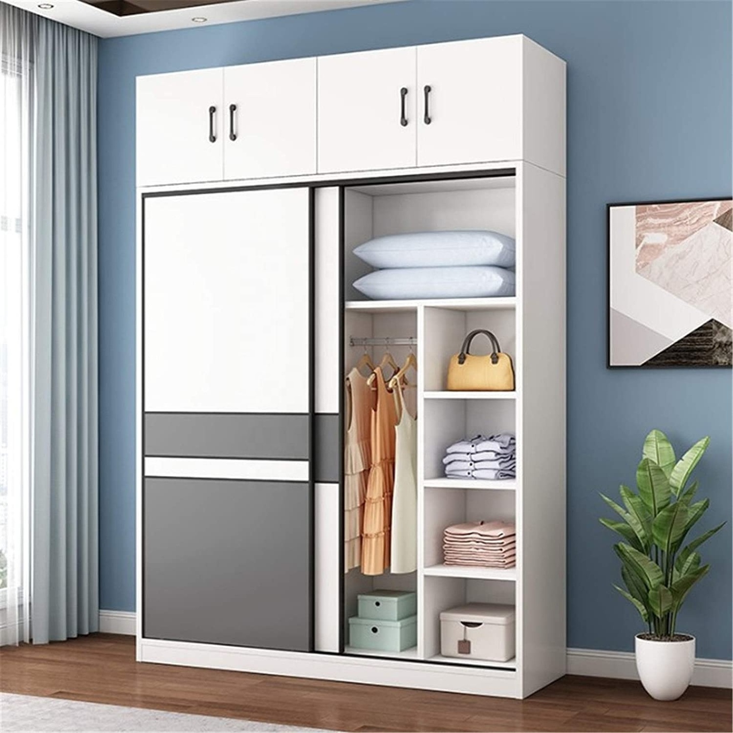 Sliding Door  White 2 Door Wardrobe Melamine Closet