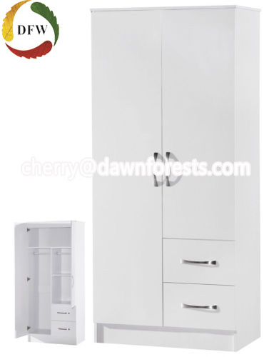 Available 2 Drawers White Melamine 2 Door Wardrobe