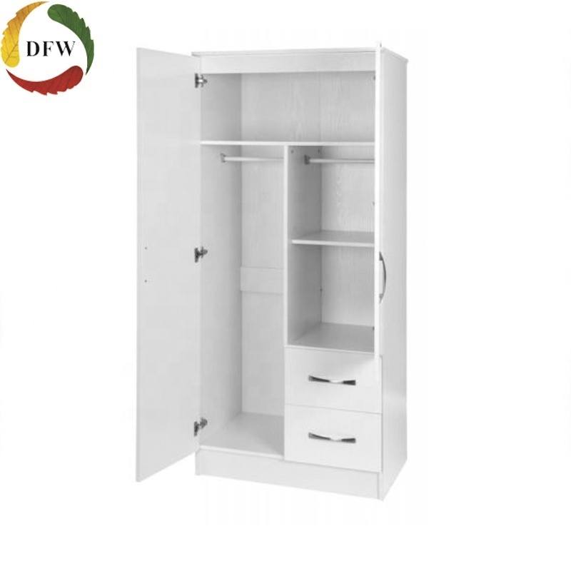 Available 2 Drawers White Melamine 2 Door Wardrobe