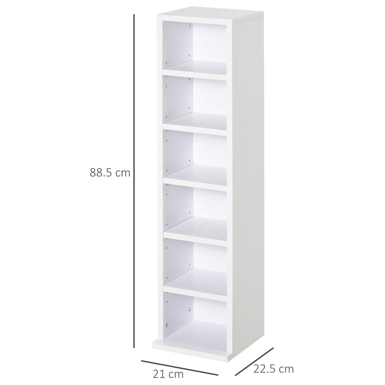 Set of 2 CD Media Display Shelf Unit Tower Rack Adjustable, White