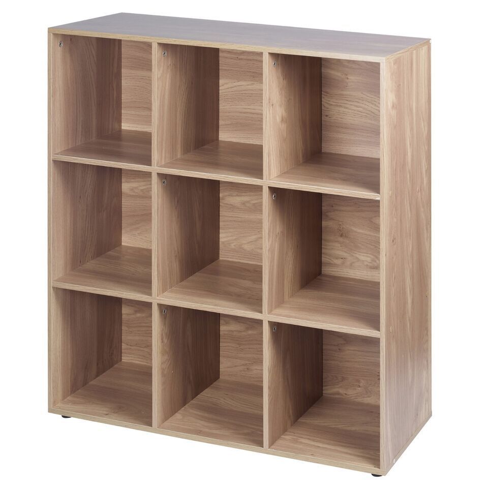 9 Cube Oak Wooden Bookcase Shelving Display Modular Storage Unit Wood Shelf