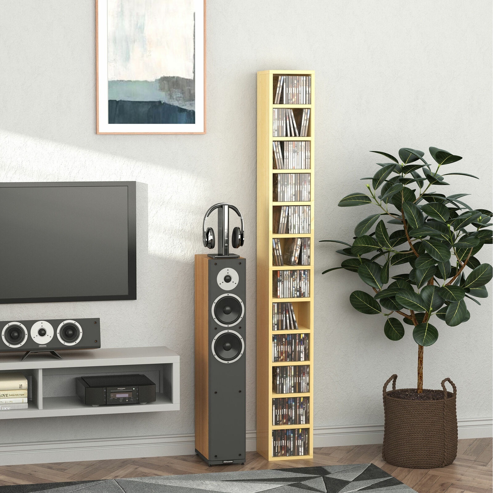 Media Storage Cabinet CD Shelf Organizer Tower Rack