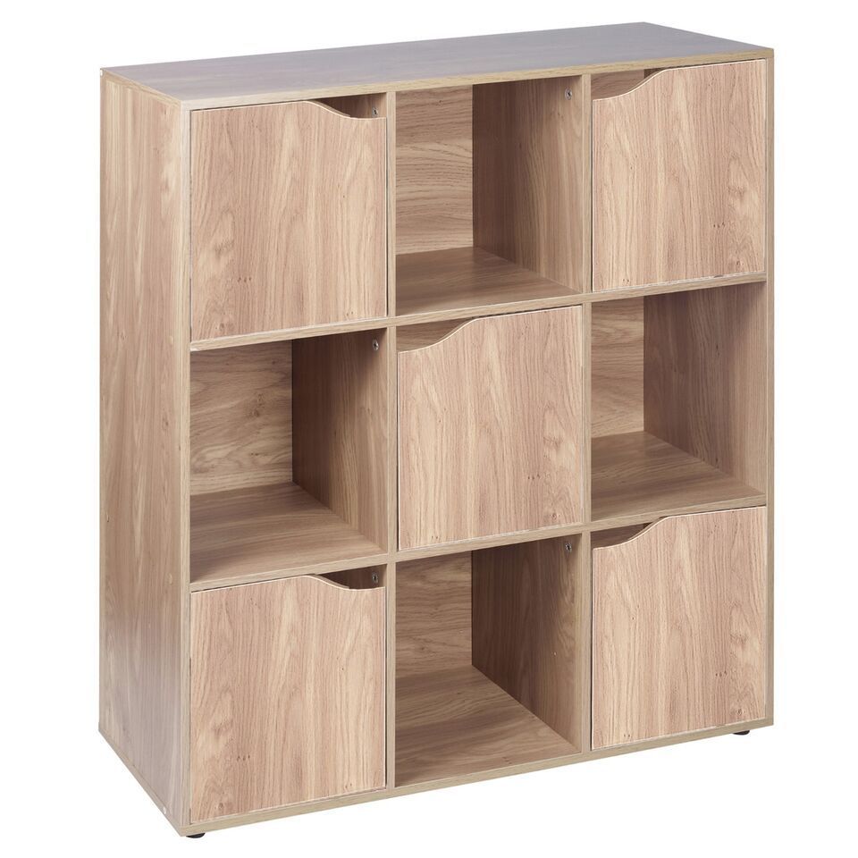 9 Cube Oak Wooden Bookcase Shelving Display Modular Storage Unit Wood Shelf