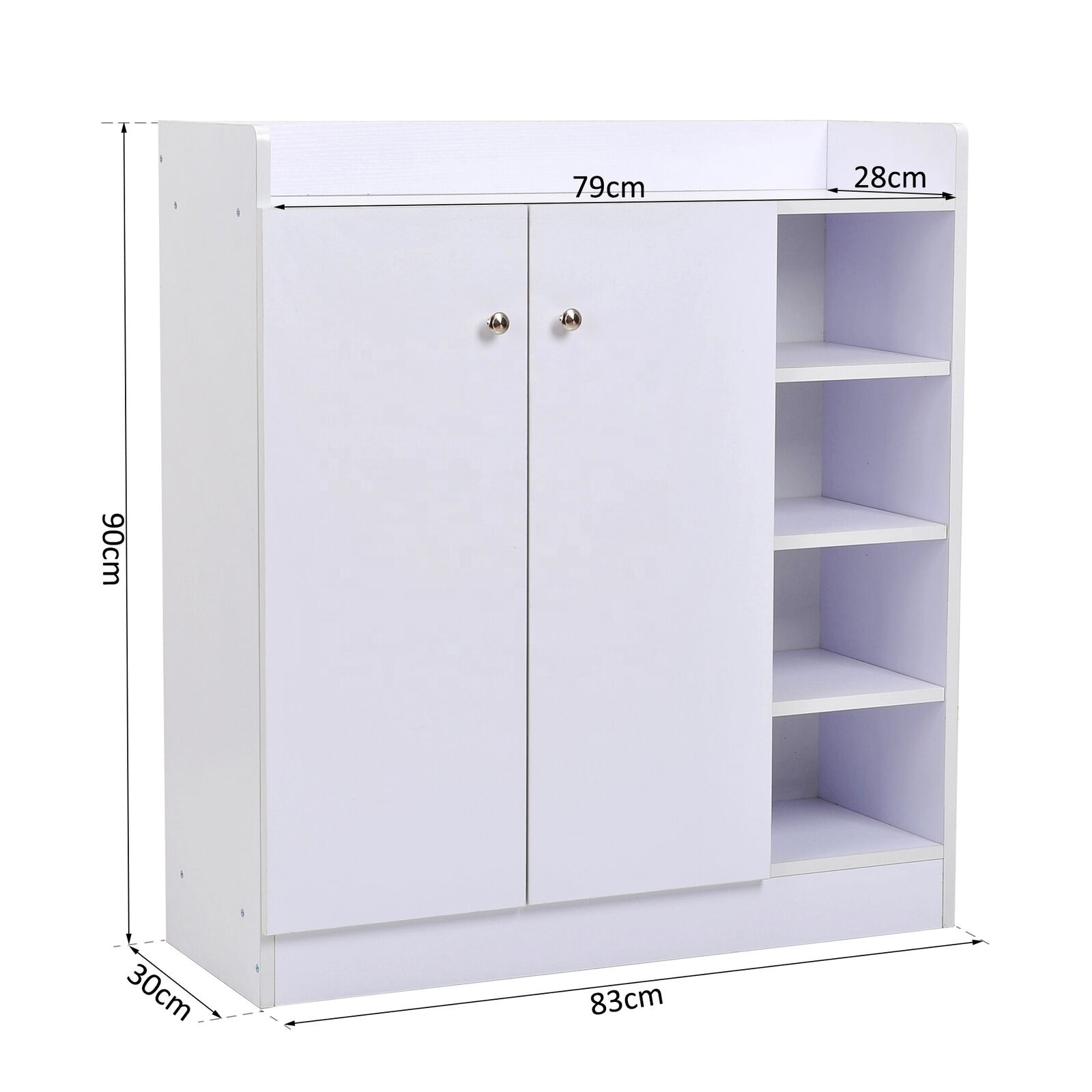 Shoe Storage Cabinet Footwear Rack Stand Organiser Adjustable Shelves White