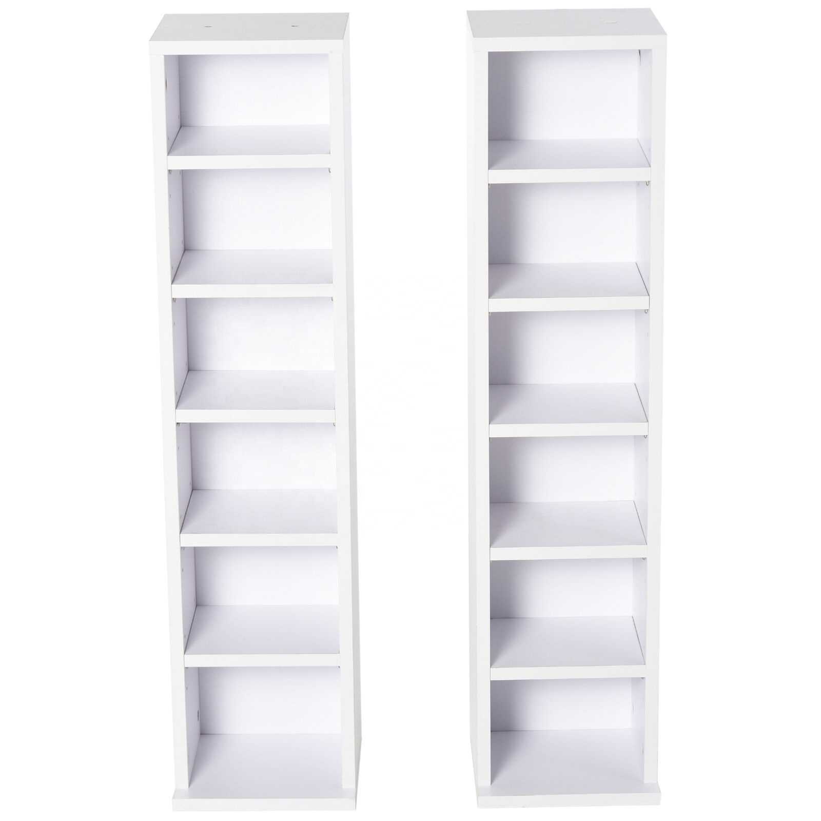 Set of 2 CD Media Display Shelf Unit Tower Rack Adjustable, White