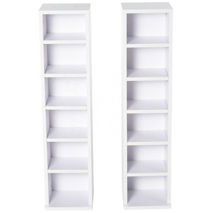 Set of 2 CD Media Display Shelf Unit Tower Rack Adjustable, White