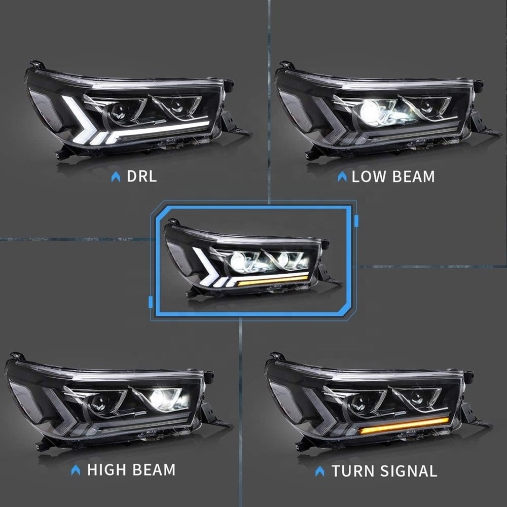 Full LED DRL Headlights Car Head Light bar cover fog Lamp For Toyota Revo Hilux Recco accessories 2015 - 2019 modify auto parts