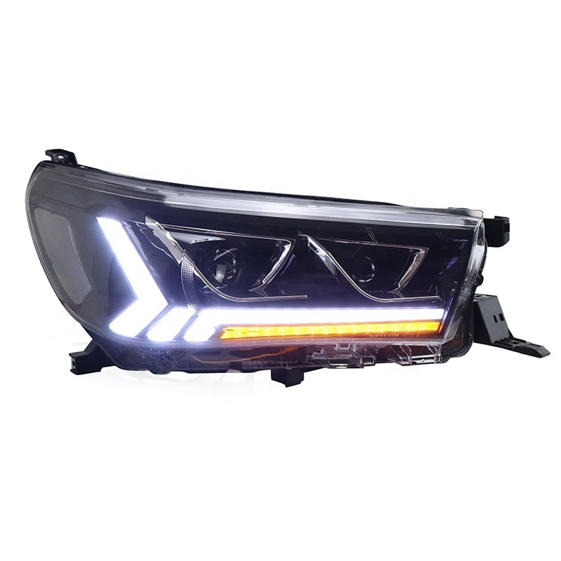 Full LED DRL Headlights Car Head Light bar cover fog Lamp For Toyota Revo Hilux Recco accessories 2015 - 2019 modify auto parts