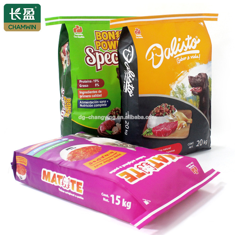 Oem 25kgs 50kg virgin pp bopp laminated dog feed woven cattle cat food animal packing bag sack for food