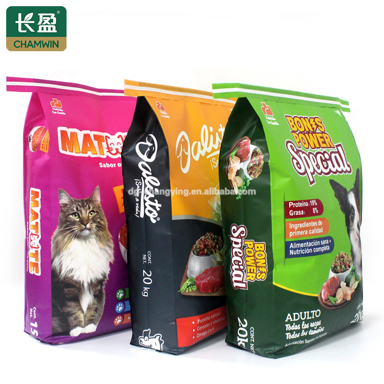 Oem 25kgs 50kg virgin pp bopp laminated dog feed woven cattle cat food animal packing bag sack for food