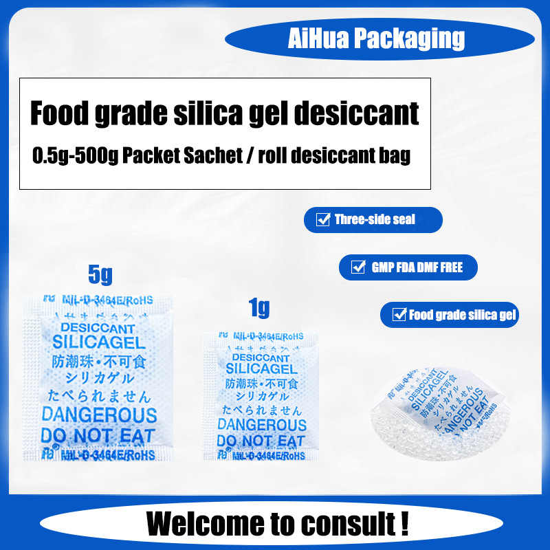 2024 Silica gel desiccant Aihua paper PA 1g 2g 5g  bead 2-4mm desiccant bag packets sachet dry factory manufacturer