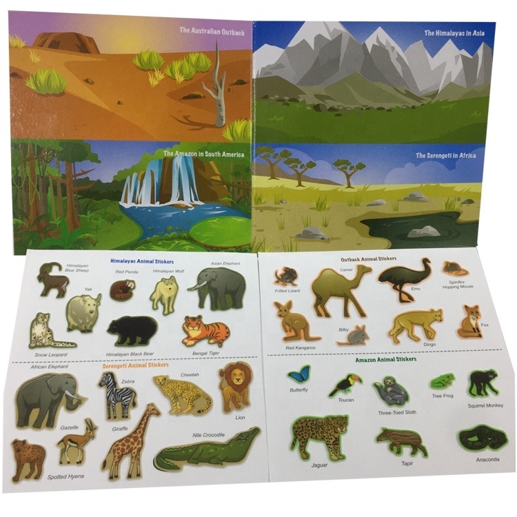 High quality reusable no glue safty TPE TPR  cute toy english sticker book for kids children