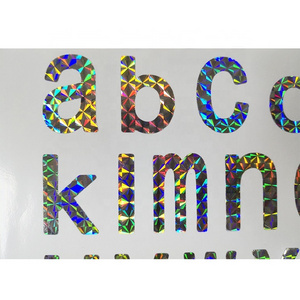 Wholesale laser alphabet sticker sheet custom rainbow glitter foiled decal DIY letter for decorative