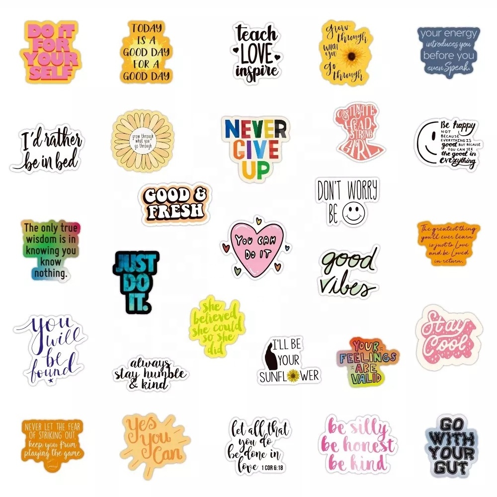 Waterproof PVC Vinyl Words Sticker Packs Waterproof Graffiti Decorative Motivational Wall Stickers