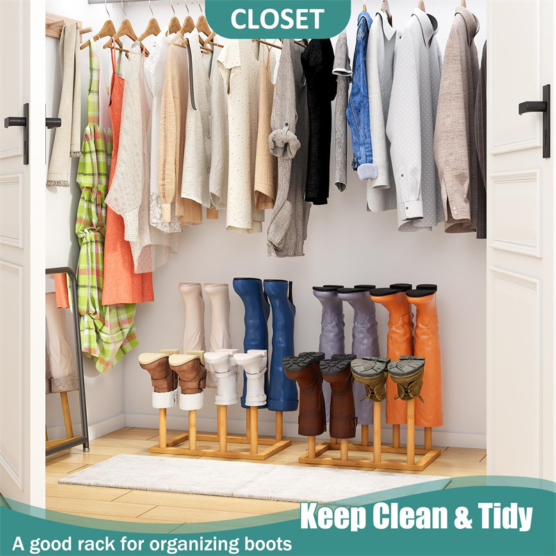 Hot Sales Free Standing Hallway Closet Bamboo Long Boots Shoe Rack