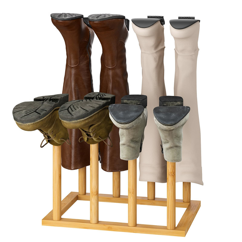 Hot Sales Free Standing Hallway Closet Bamboo Long Boots Shoe Rack