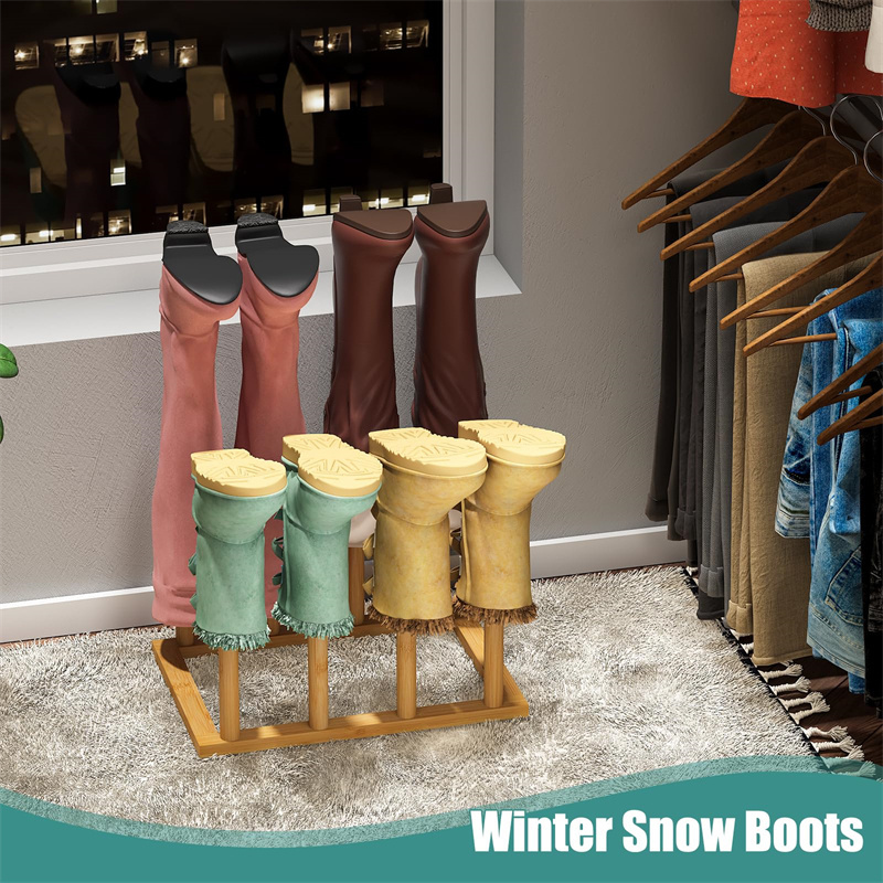 Hot Sales Free Standing Hallway Closet Bamboo Long Boots Shoe Rack