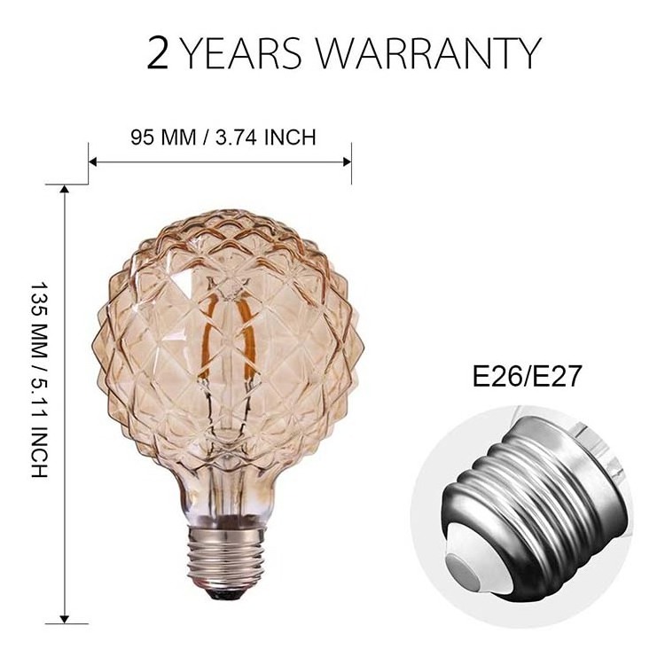 Vintage unique pineapple shape clear glass 220V G95 LED Filament Bulb