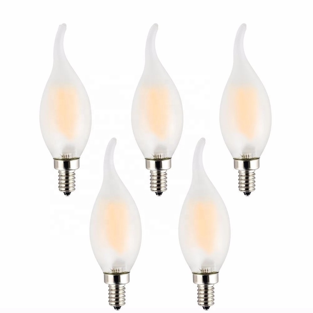 Hot sales white frosted E12 E14 4W C35 LED filament Flame Candle Bulb