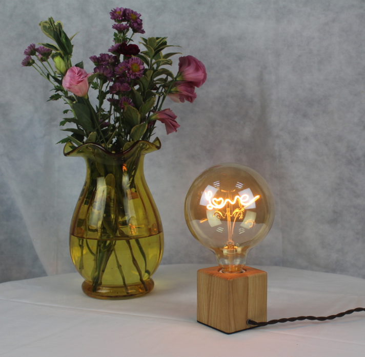 Antique Amber G125 decorative LOVE Shape curved LED filament bulb