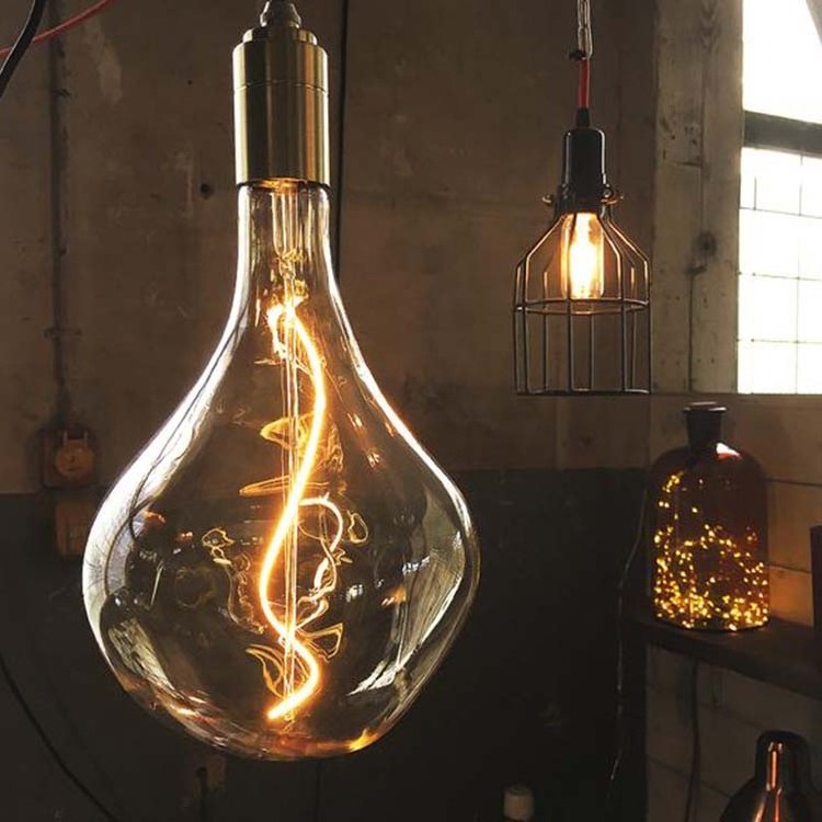 Vintage Amber Smoke Gray LED Retro Edison Filament A165 Clear Glass Bulb