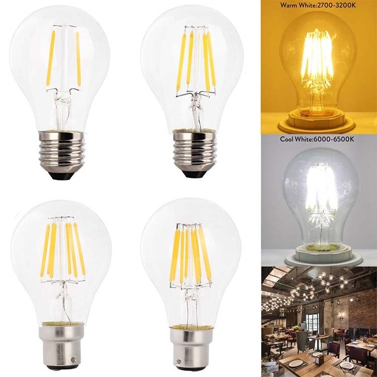 Low Price Retro Edison E26 E27 B22 12V 24V 4W 6W warm white A19 A60 LED filament bulb