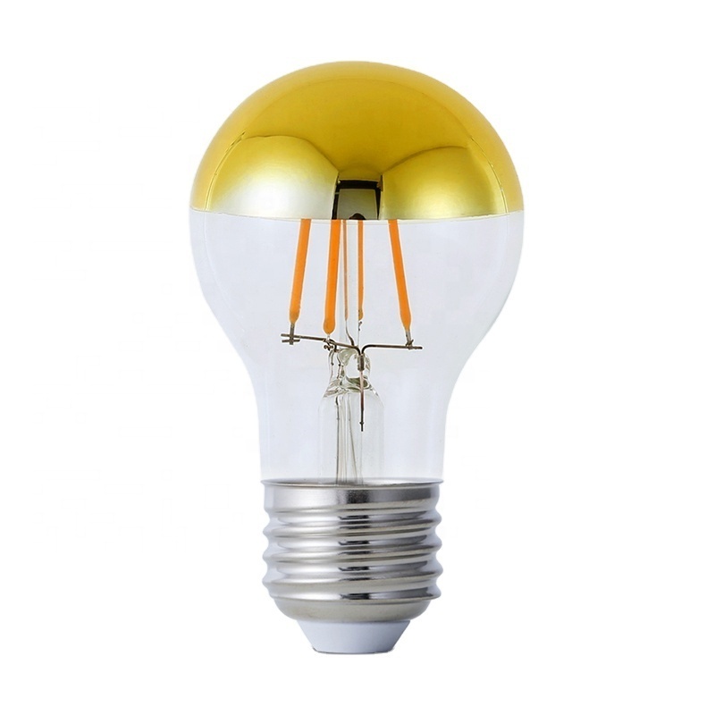 Factory direct supply 220V 230V 2700K Warm White Silver Gold Tipped Half Chrome LED Light Edison Bulb