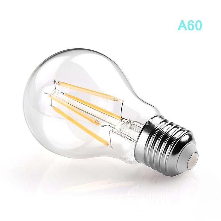 Wholesale Custom A60 60mm E26 E27 2700k 3000k 120v 220v Soft Warm White Edison Clear LED Filament Bulb LED Lights