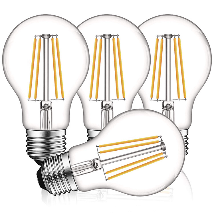 Wholesale Custom A60 60mm E26 E27 2700k 3000k 120v 220v Soft Warm White Edison Clear LED Filament Bulb LED Lights