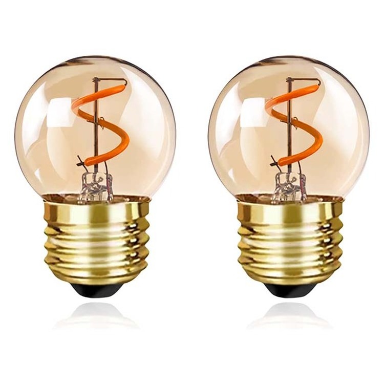 Customizable Amber Small Globe Bulb G40 2w 4w 2700k No Strobe Led Light Vintage Style Warm White Led Filament Bulb